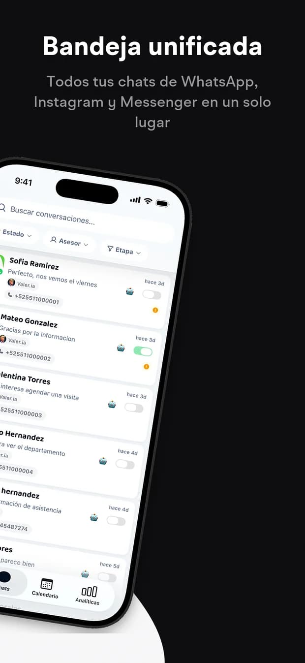 La bandeja unificada de watsi en un iPhone.